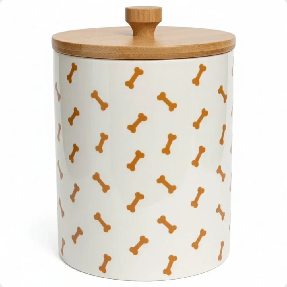 Ceramic Dog Treat Jar for Kitchen Counter
